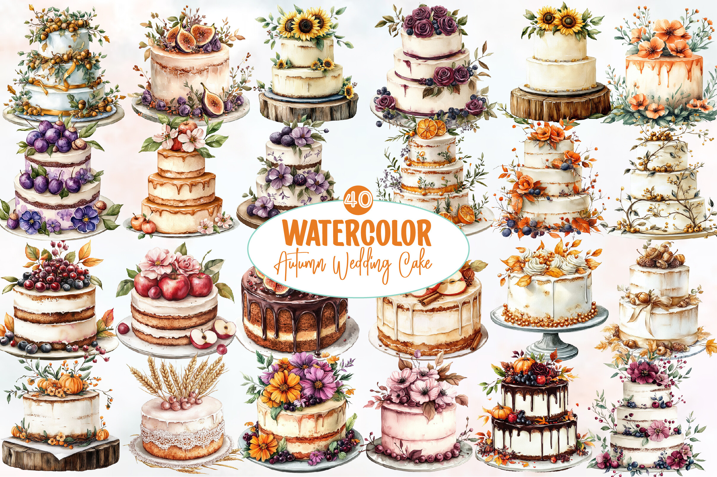 Autumn Wedding Cake Clipart