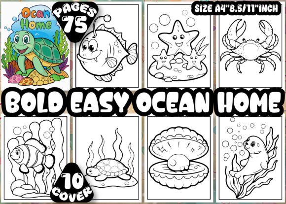 Bold and Easy Ocean Home Coloring Pages