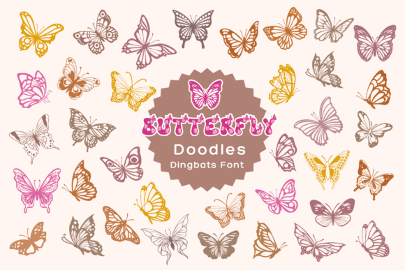 Butterfly Doodles Dingbats Font By Pui Art