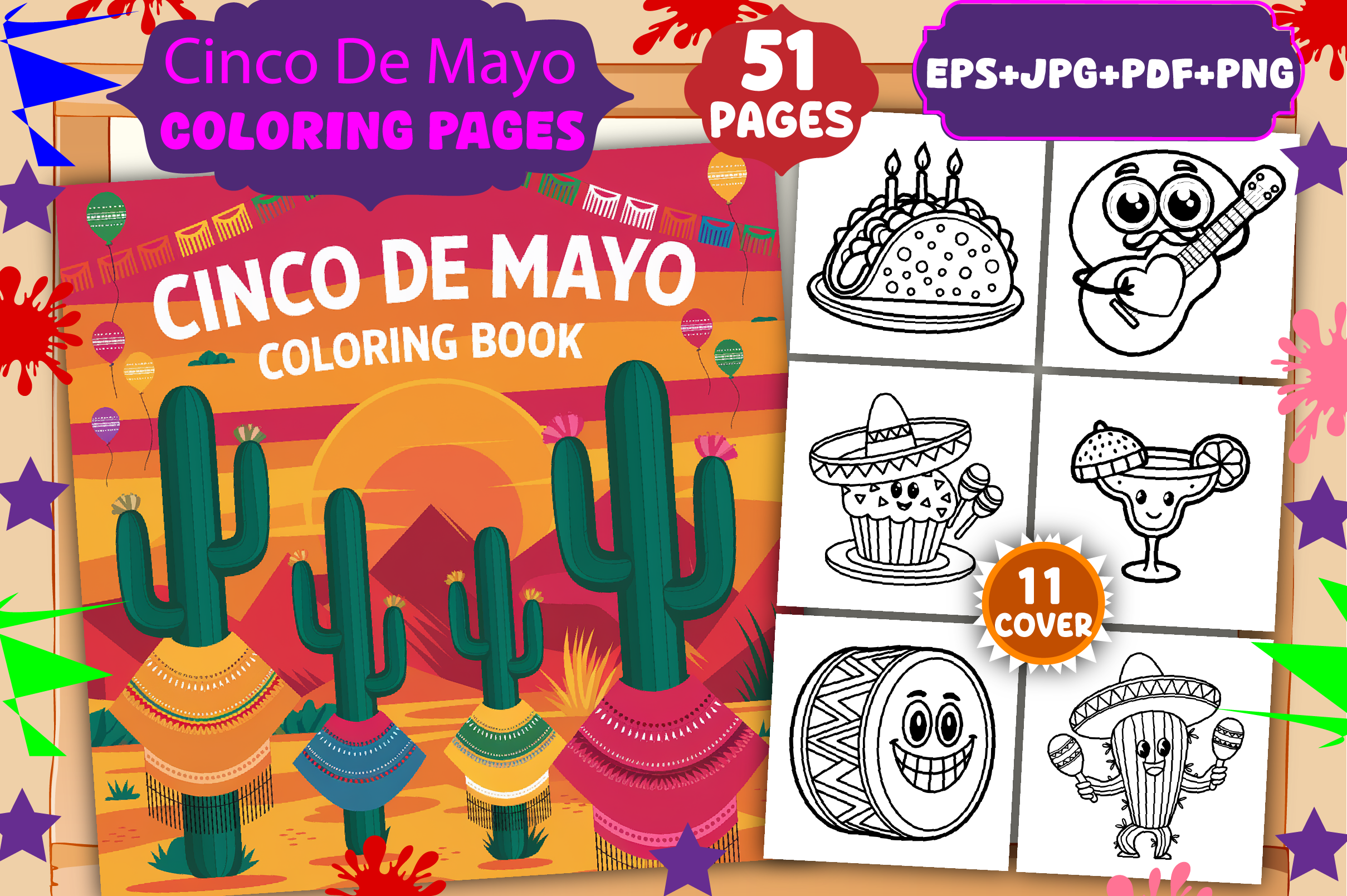 Cinco De Mayo Coloring Book for Adults