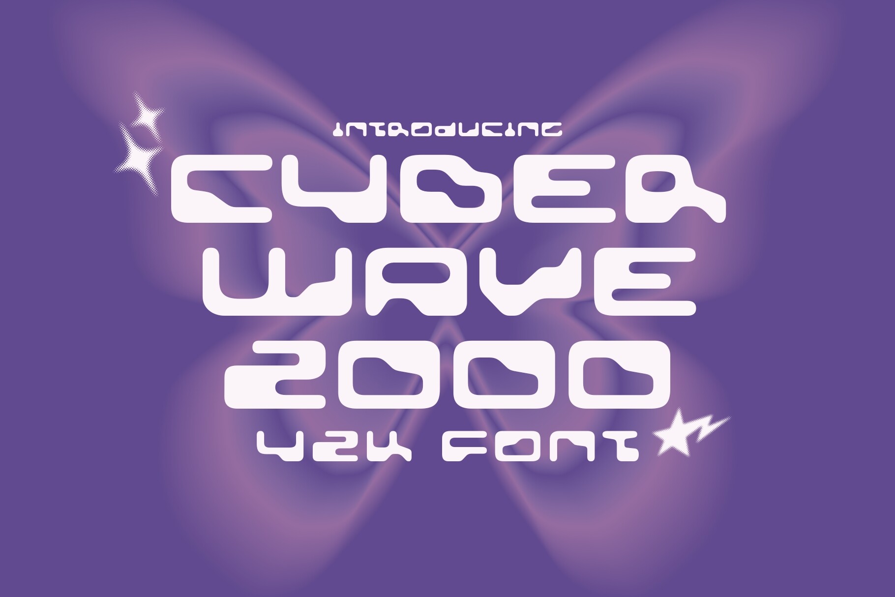 Cyberwave 2000 preview, bold Y2K-inspired glitchcore typeface
