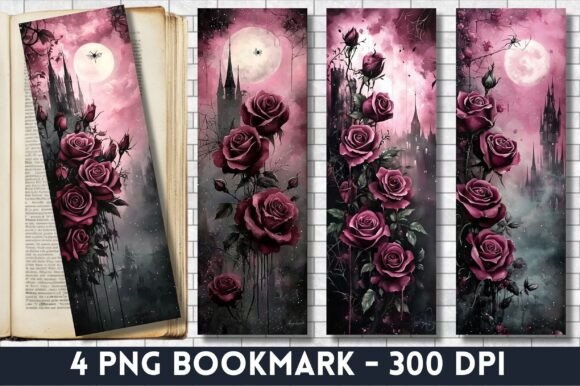 Gothic Bookmark Floral Bookmarks Gráfico Artesanato Por The Black Cat