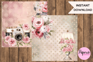 Pink Shabby Chic Scrapbook Paper Graphic by PaperiePrintsCo · Creative ...