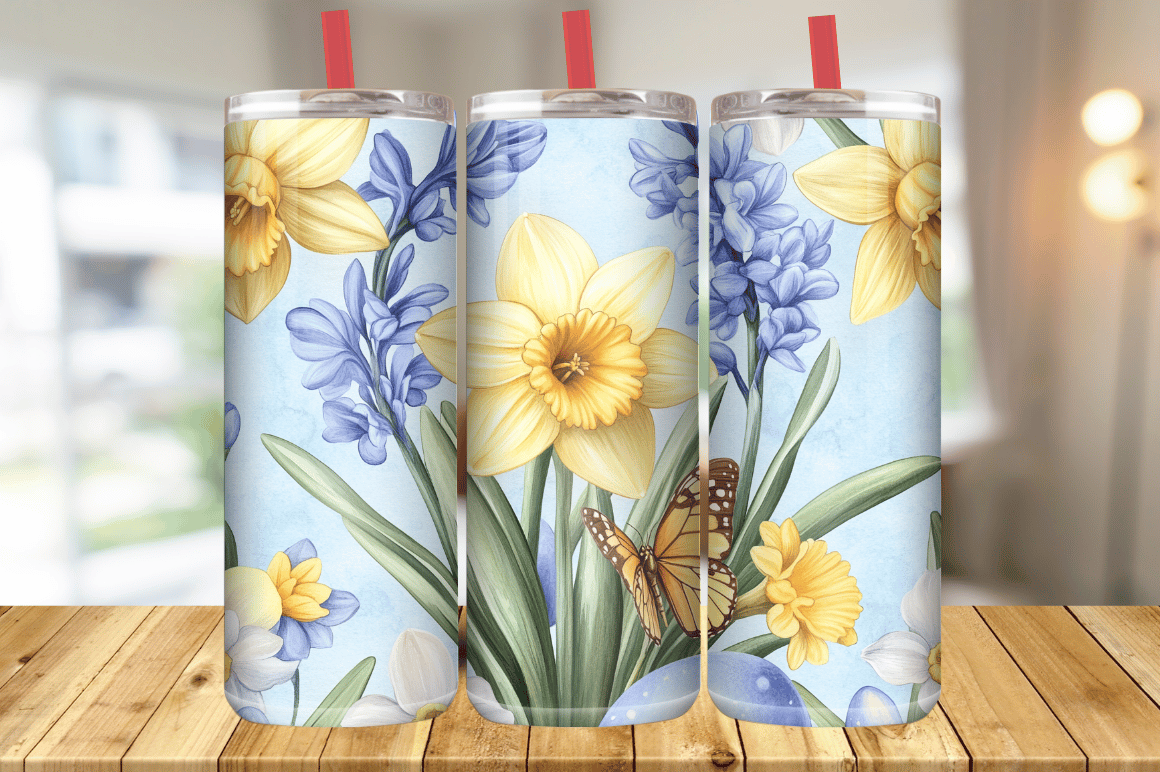 Wrap Spring Designs Spring Floral Tumbler Wrap, 20oz Skinny Graphic by Magic Creative ...