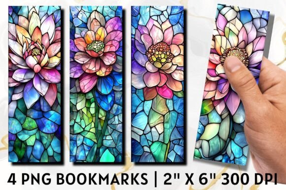 Stained Glass Flowers Lover Bookmarks