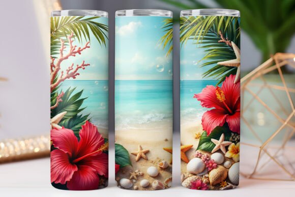 Summer Beach Tumbler Wrap Skinny 20oz Graphic Tumbler Wraps By Dream Studio MAX