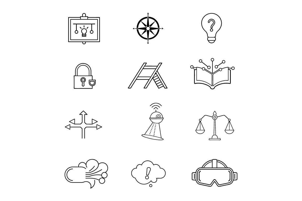 Inspiration and Brainstorm Line Icons Co Graphic by SK BARMAN ...