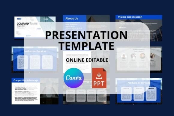Modern company presentation template for Canva and PowerPoint