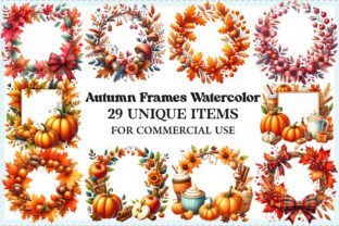Autumn Frames Watercolor Clipart Graphic by CraftNest · Creative Fabrica