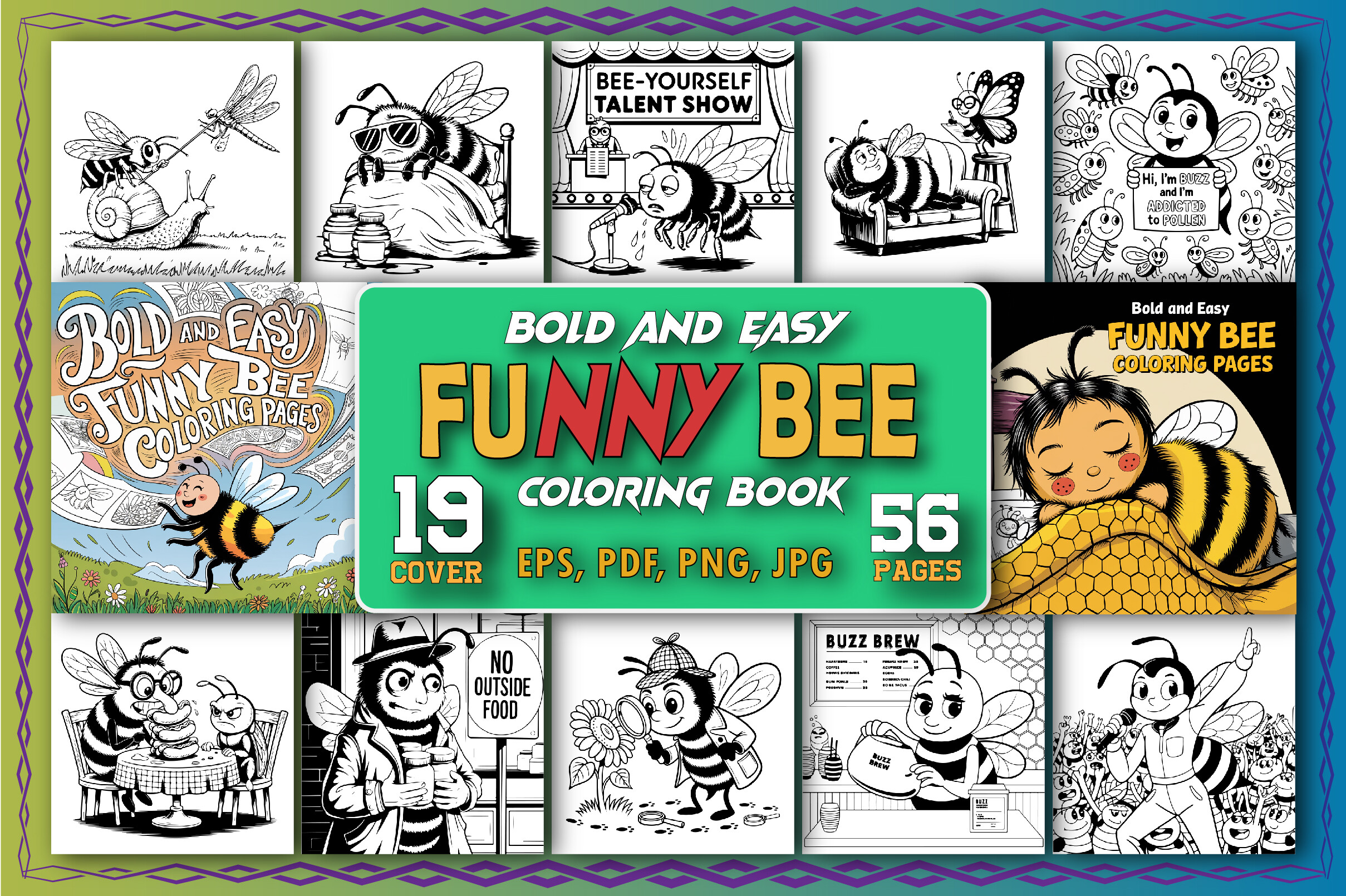 Bold and Easy Funny Bee Coloring Pages