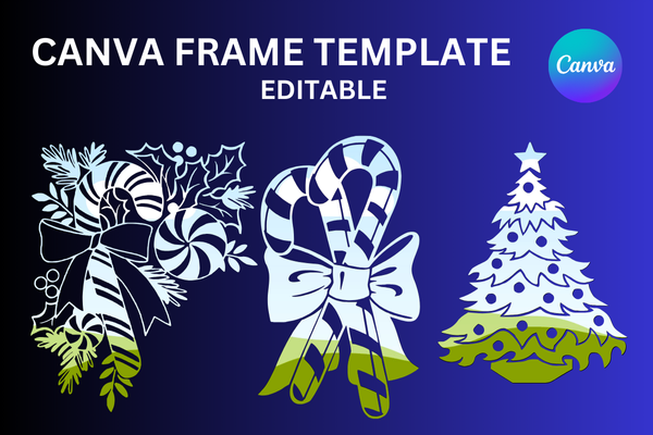 Candy Cane Bow Christmas Canva Frame Graphic by LienePublishing ...