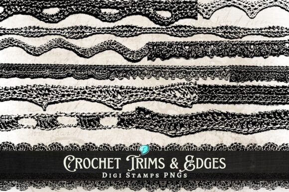 Crochet Trims and Edges Digi Stamps PNG
