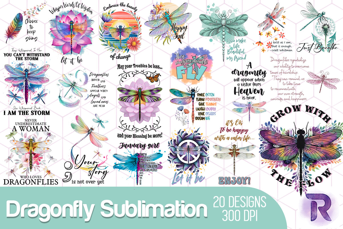 Dragonfly Sublimation Bundle Graphic by Revelin · Creative Fabrica