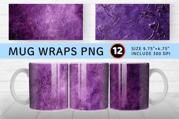 Luxury Purple Mug Wrap Sublimation Desig Graphics