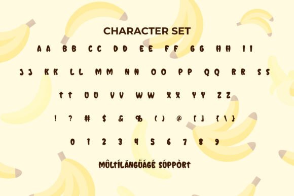 Mini Banana Font PNG with transparent background - Preview 4