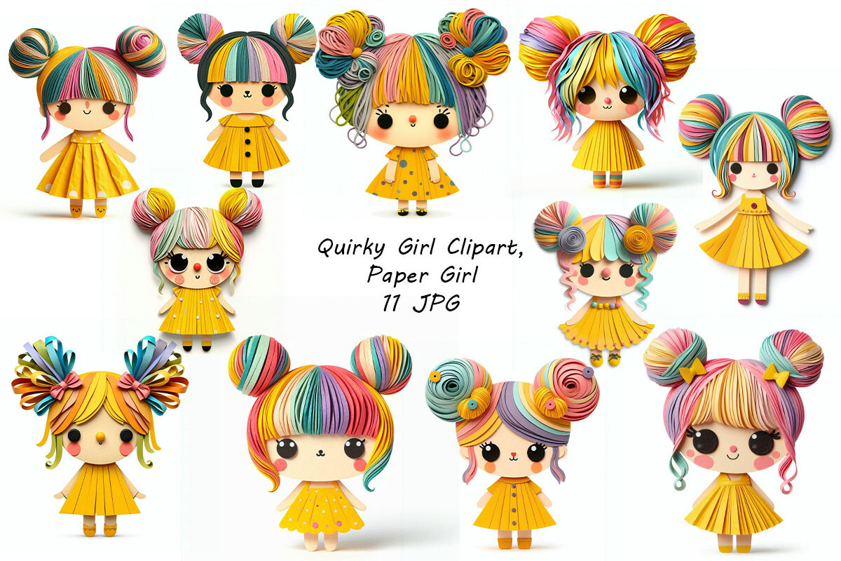 Quirky Girl Clipart, Paper Girl Graphic by Blue Cat Store · Creative ...