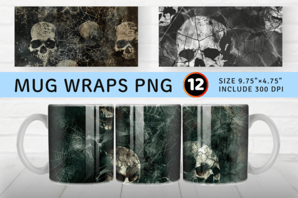 Skull Web Mug Wrap Sublimation Design Graphics