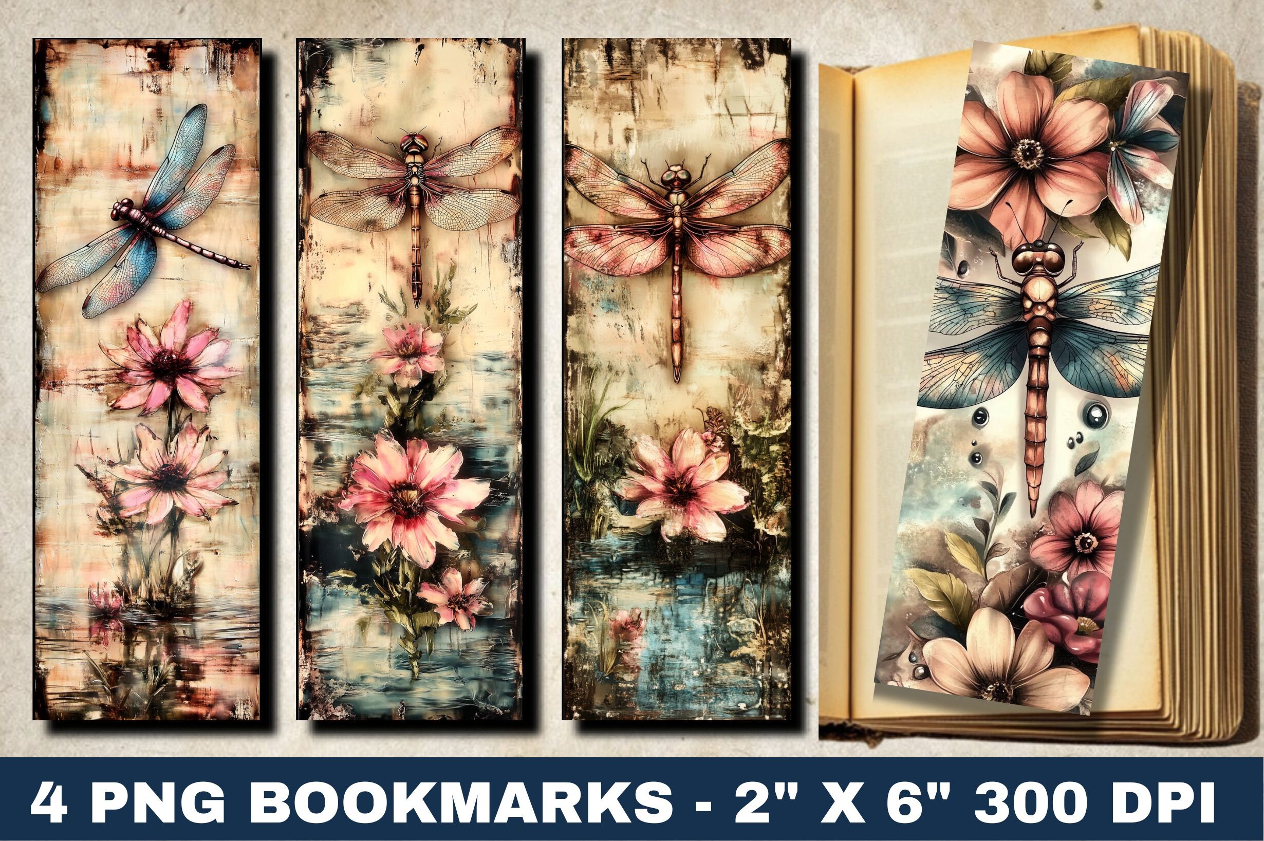 Vintage Dragonfly Bookmark Printable PNG Graphic by Digital Donkey ...