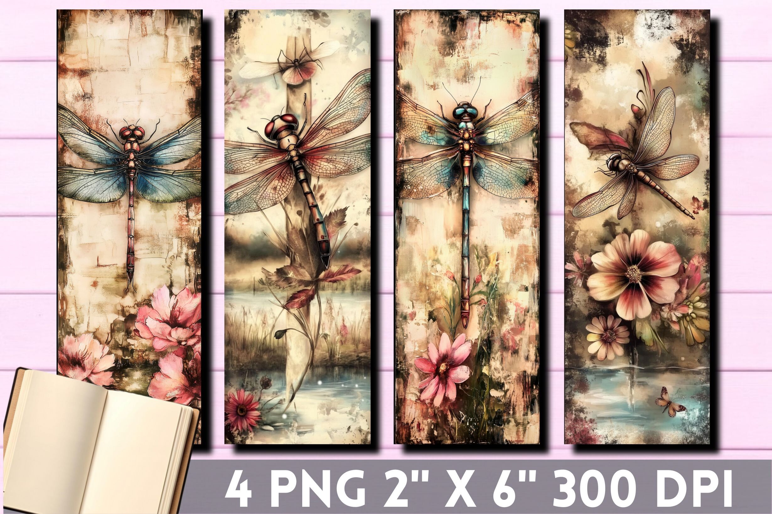 Vintage Dragonfly Bookmark Printable PNG Graphic by Digital Donkey ...