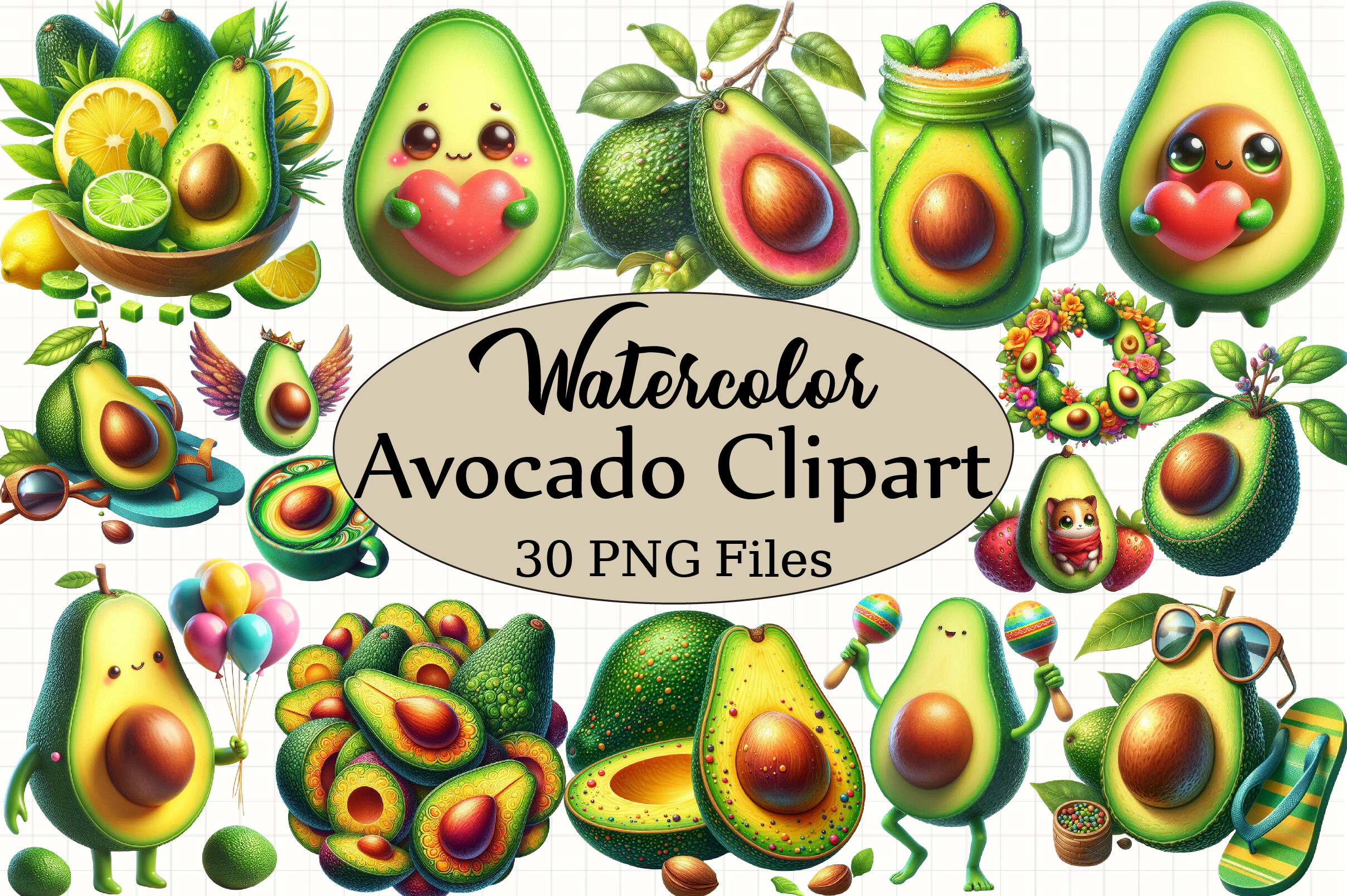 Watercolor Avocado Clipart Graphic by Graphics Bazar · Creative Fabrica