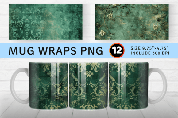 Antique Emerald Romance Mug Wrap Sublima Graphics