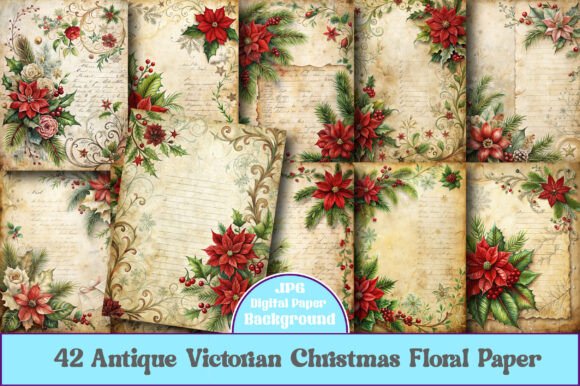 Antique Victorian Christmas Floral Paper