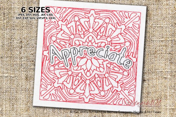 Appreciate Redwork Word