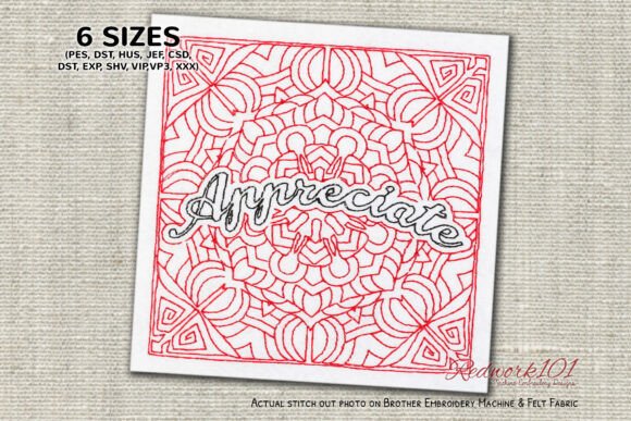 Appreciate Word Art Embroidery Design