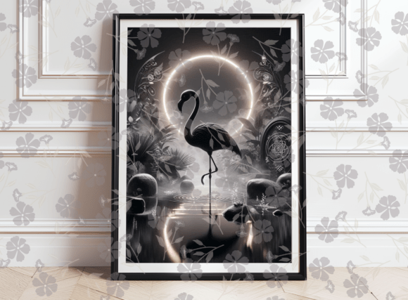 Black Flamingo Wall Art Set Bundle of 4
