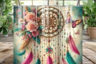 Boho Floral Dreamcatcher Tumbler Wrap Graphic by Digital Donkey ...