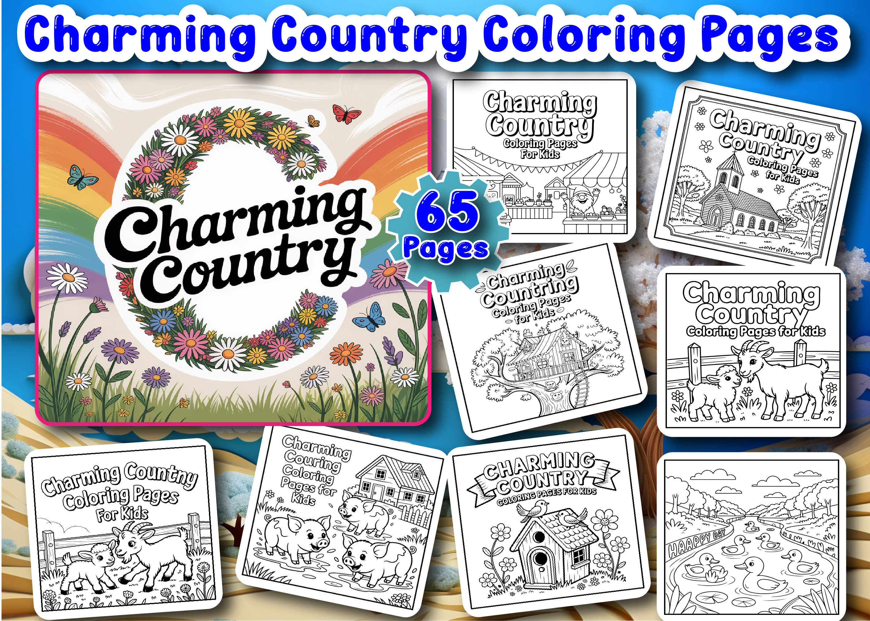 Charming Country Coloring Pages for Kids Graphic by peacefuldesign ...