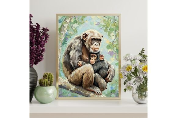 Chimpanzee Mother Baby Printable Wall