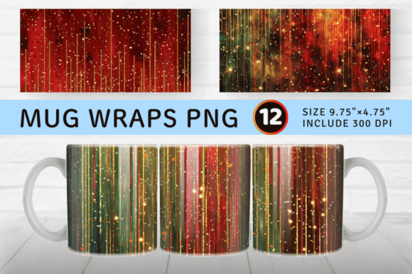 Christmas Dripping Glitter Mug Wrap Subl Graphics