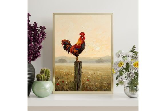 Colorful Rooster Printable Wall Art