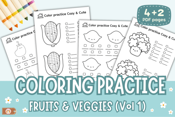 Coloring Practice Worksheets Veggies V 1