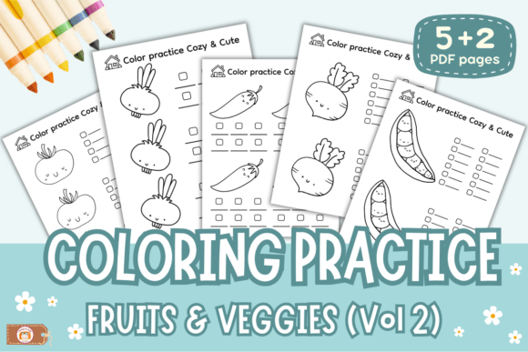 Coloring Practice Worksheets Veggies V2
