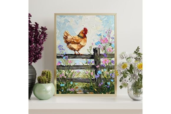 Country Chicken Fence Art Print