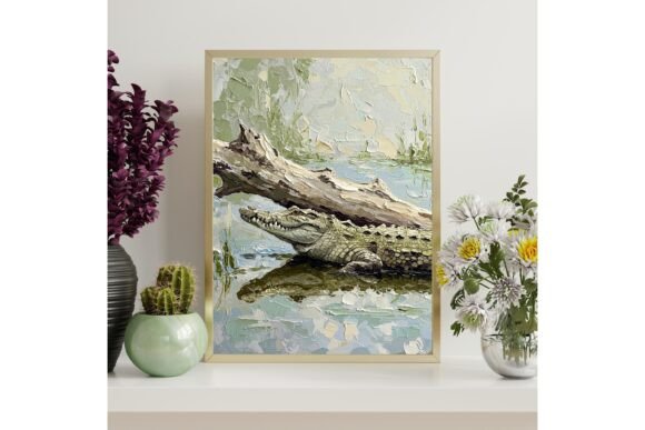 Crocodile Oil Painting Printable Wall