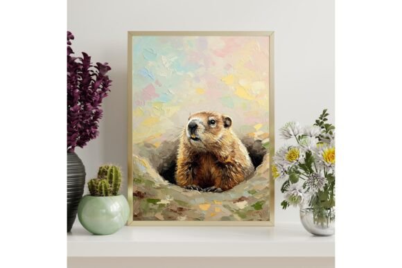 Cute Groundhog Printable Wall Art