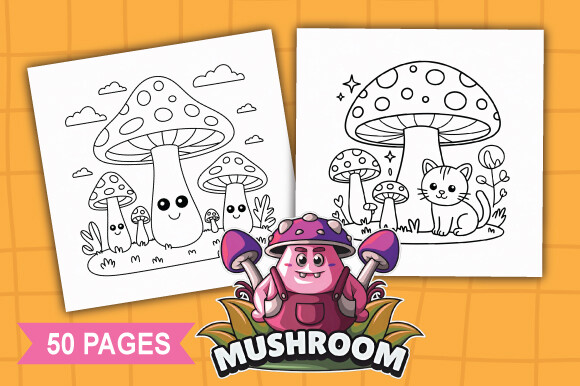 Cute Smiling Mushroom Coloring Pages