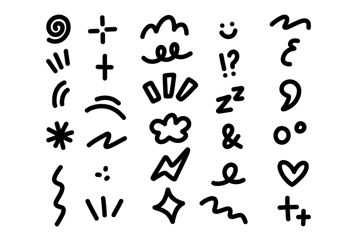 Doodle Style Bold Accent Icon Collection