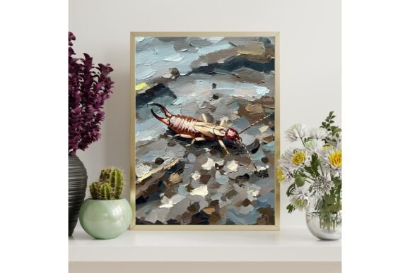 Earwig Insect Impasto Wall Art Print
