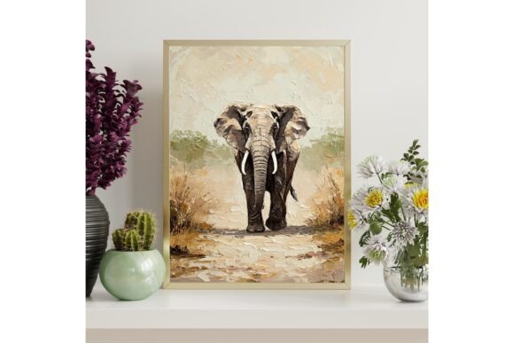 Elephant Impasto Oil Art Print