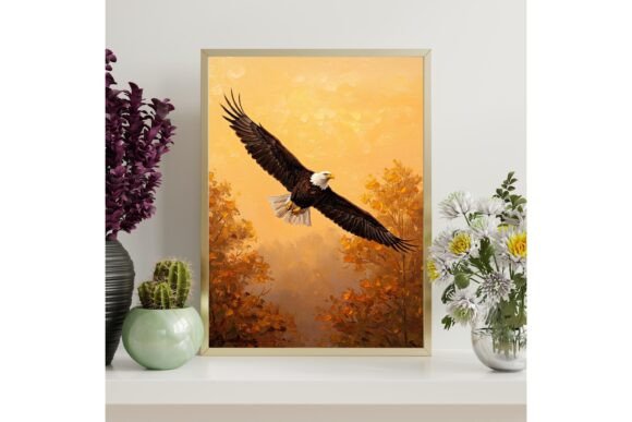 Flying Bald Eagle Printable Wall Art