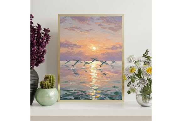 Flying Fish Sunset Wall Art Print