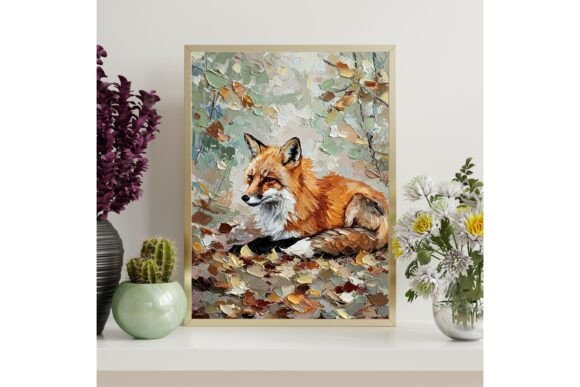Fox in Autumn Leaves Printable Wall Art