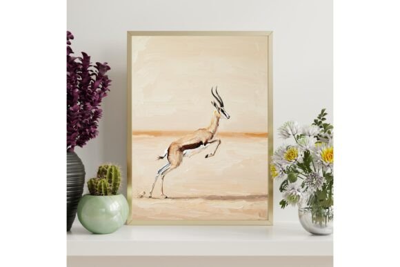Gazelle Impasto Painting Printable Art