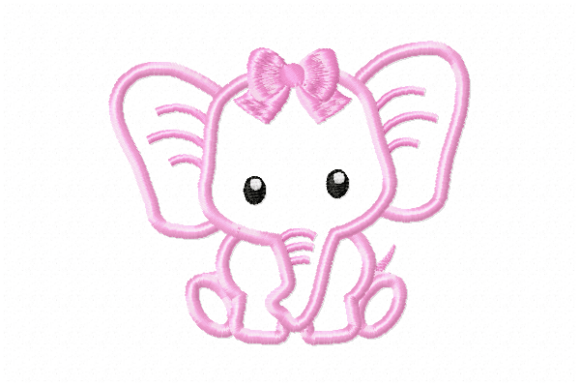 Girl Elephant Embroidery Design