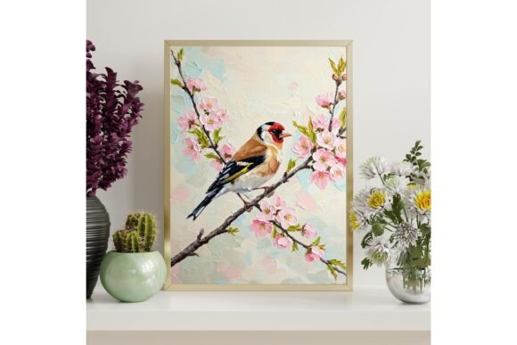 Goldfinch Cherry Blossom Printable Wall