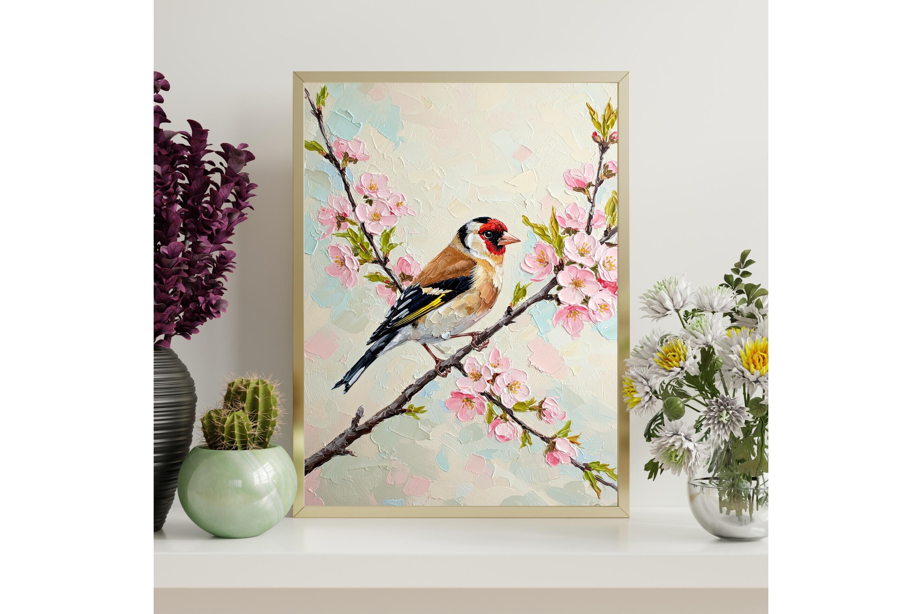 Goldfinch Cherry Blossom Printable Wall